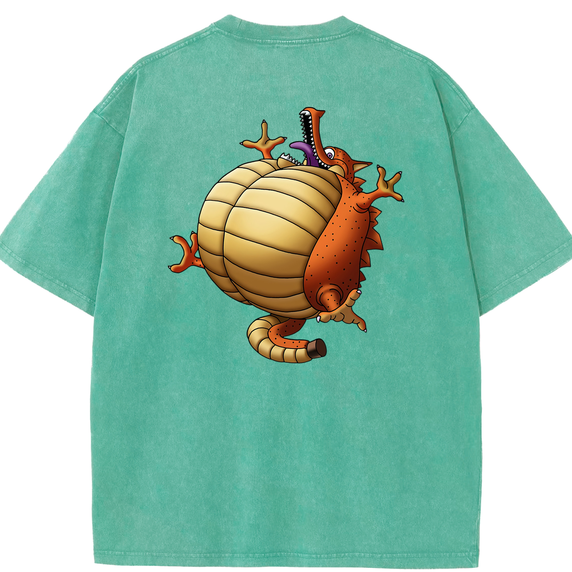 （画像用） ドラゴンクエスト Doragon Kuesuto Dragon Quest 綿100% ヴィンテージ風 半袖Tシャツ（背面プリント）